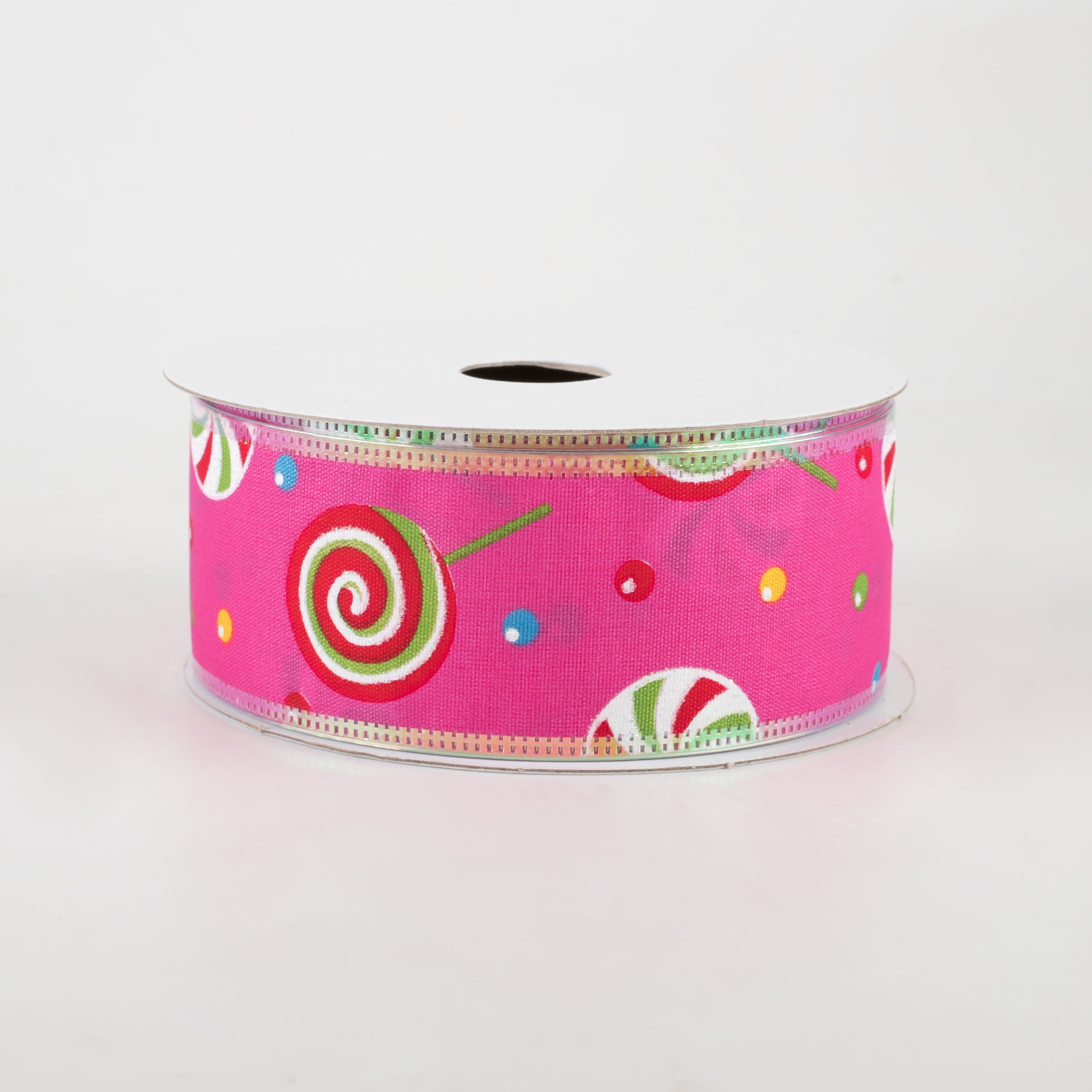 1.5" Whimsy Candy Iridescent Edge Ribbon: Pink (10 Yards)