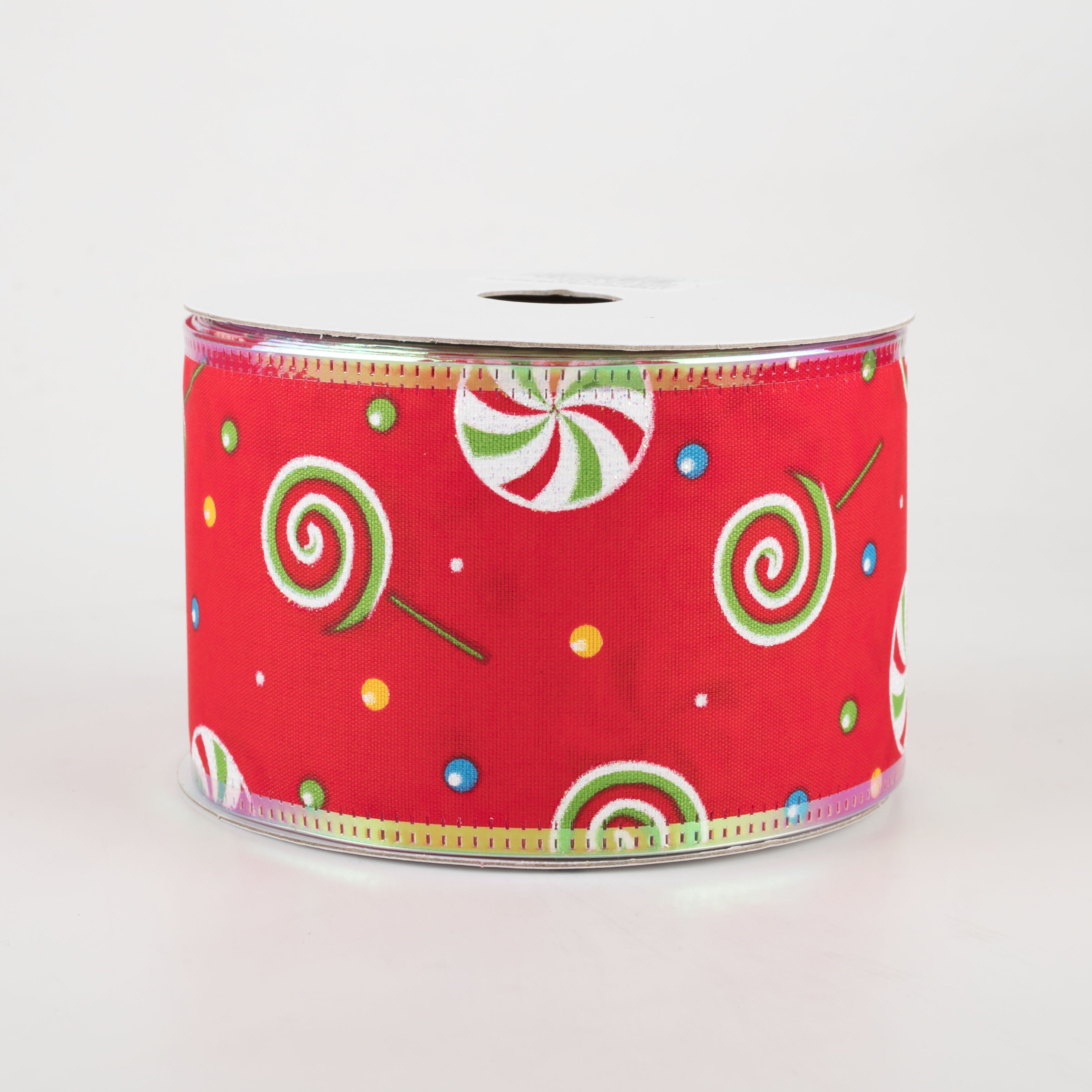 2.5" Whimsy Candy Iridescent Edge Ribbon: Red (10 Yards)