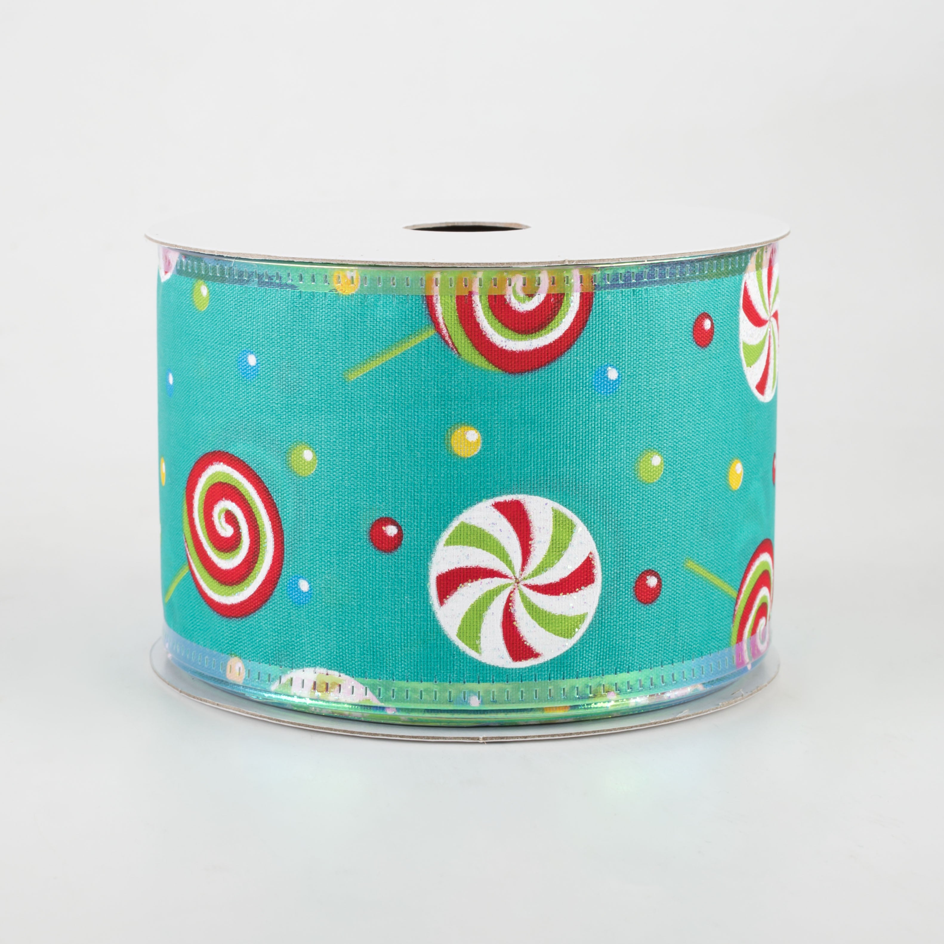 2.5" Whimsy Candy Iridescent Edge Ribbon: Teal (10 Yards)
