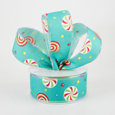 1.5" Whimsy Candy Iridescent Edge Ribbon: Teal (10 Yards) Lifestyle Photo