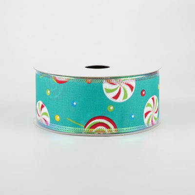 1.5" Whimsy Candy Iridescent Edge Ribbon: Teal (10 Yards)