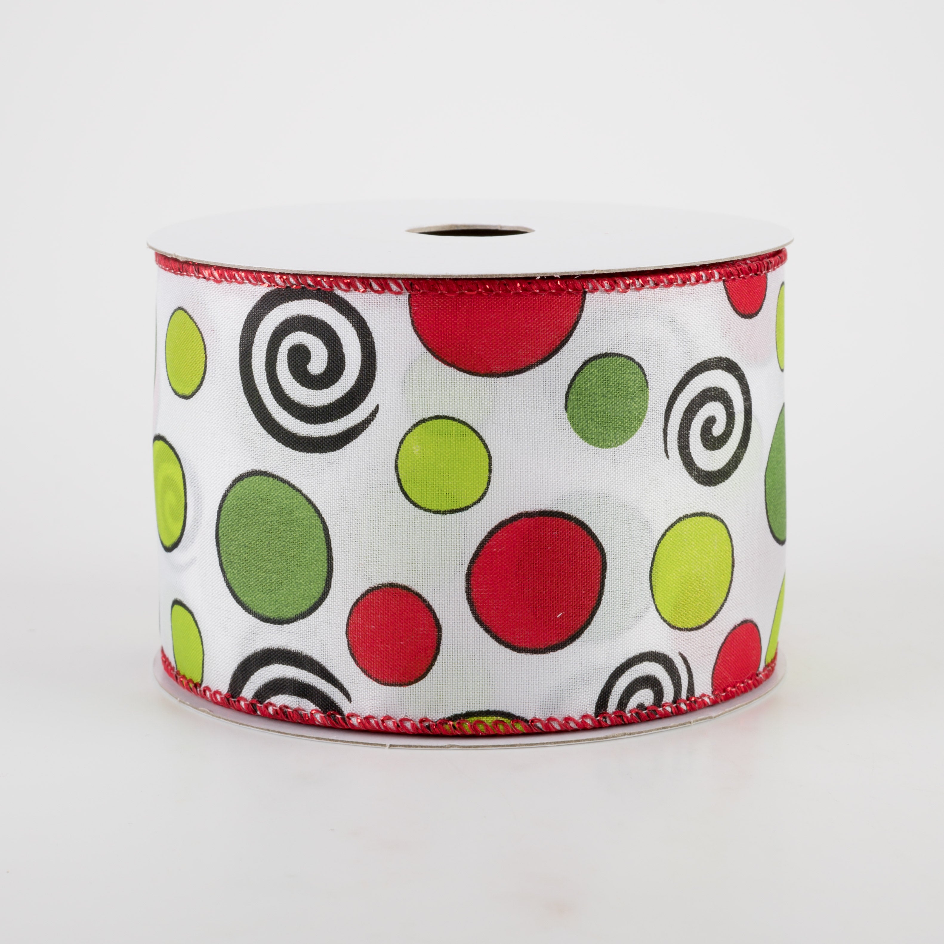 2.5" Whimsy Holiday Dots & Swirls Ribbon  (10 Yards)
