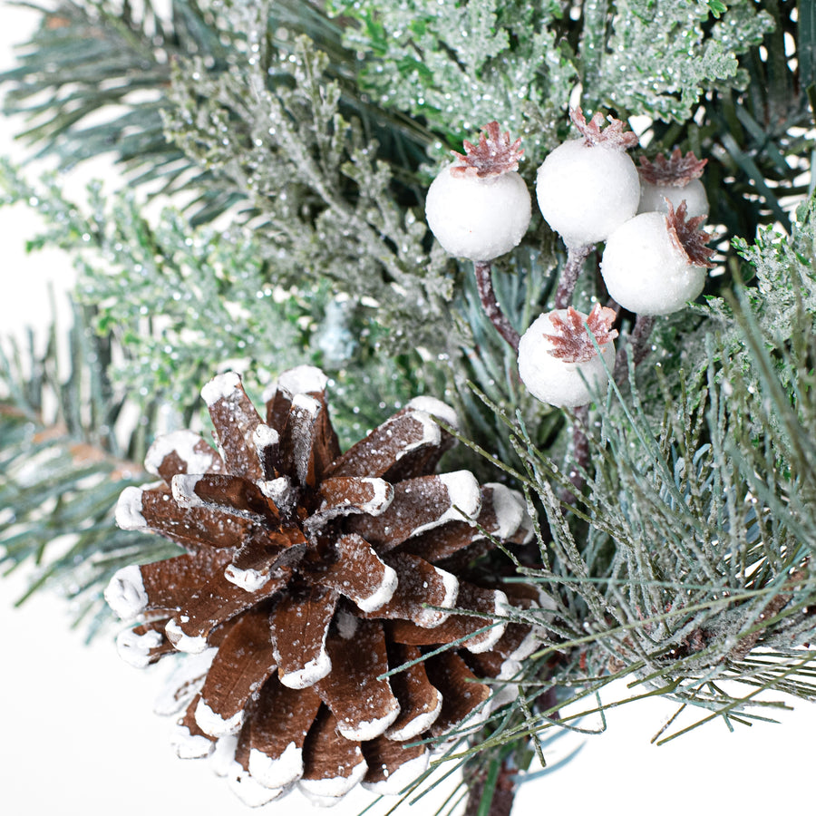 18" White Berry, Pinecone, Pine Pick Lifestyle Photo