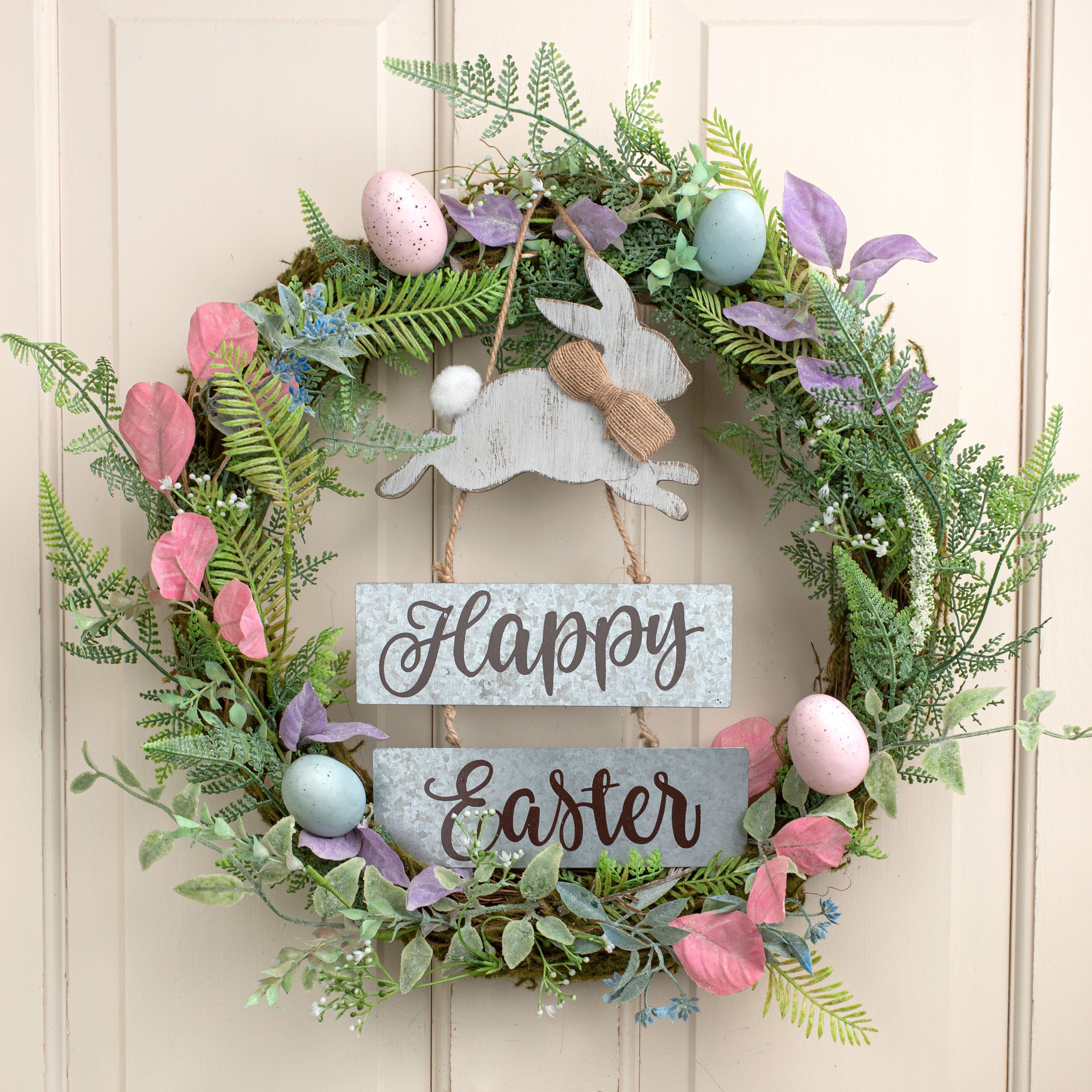 13" White Bunny Happy Easter Hanger Lifestyle Photo