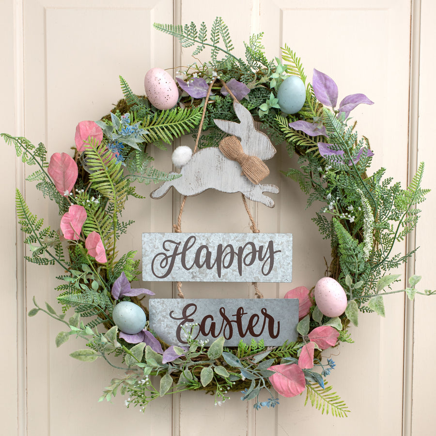 13" White Bunny Happy Easter Hanger Lifestyle Photo