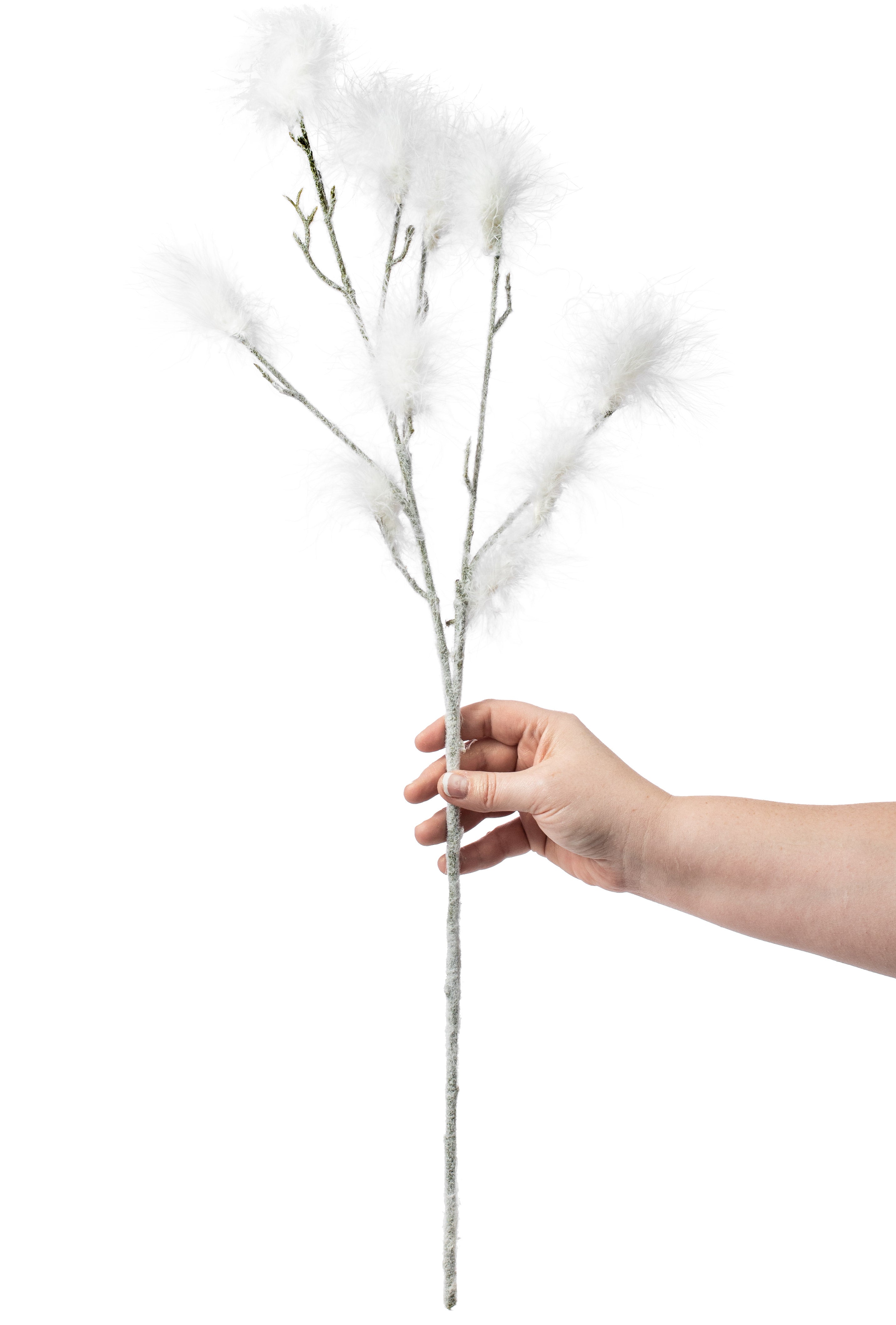 26" White Feather Pouf Ball Spray detail photo 3