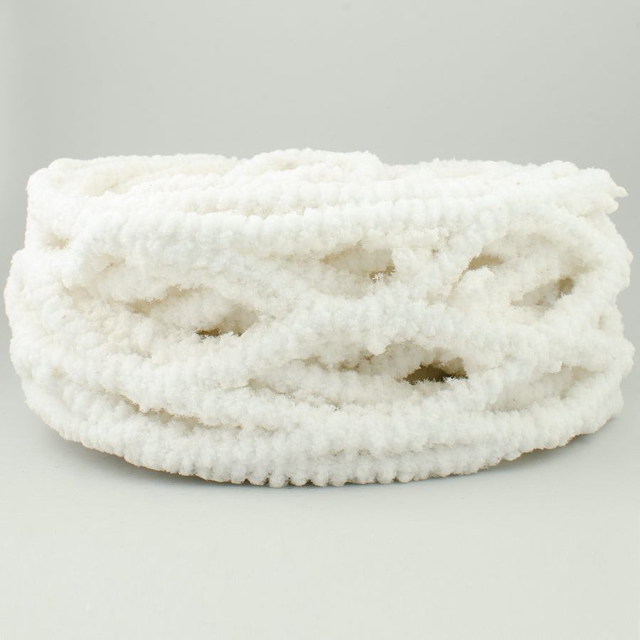 4" White Flocked Snow Net Ribbon (118")