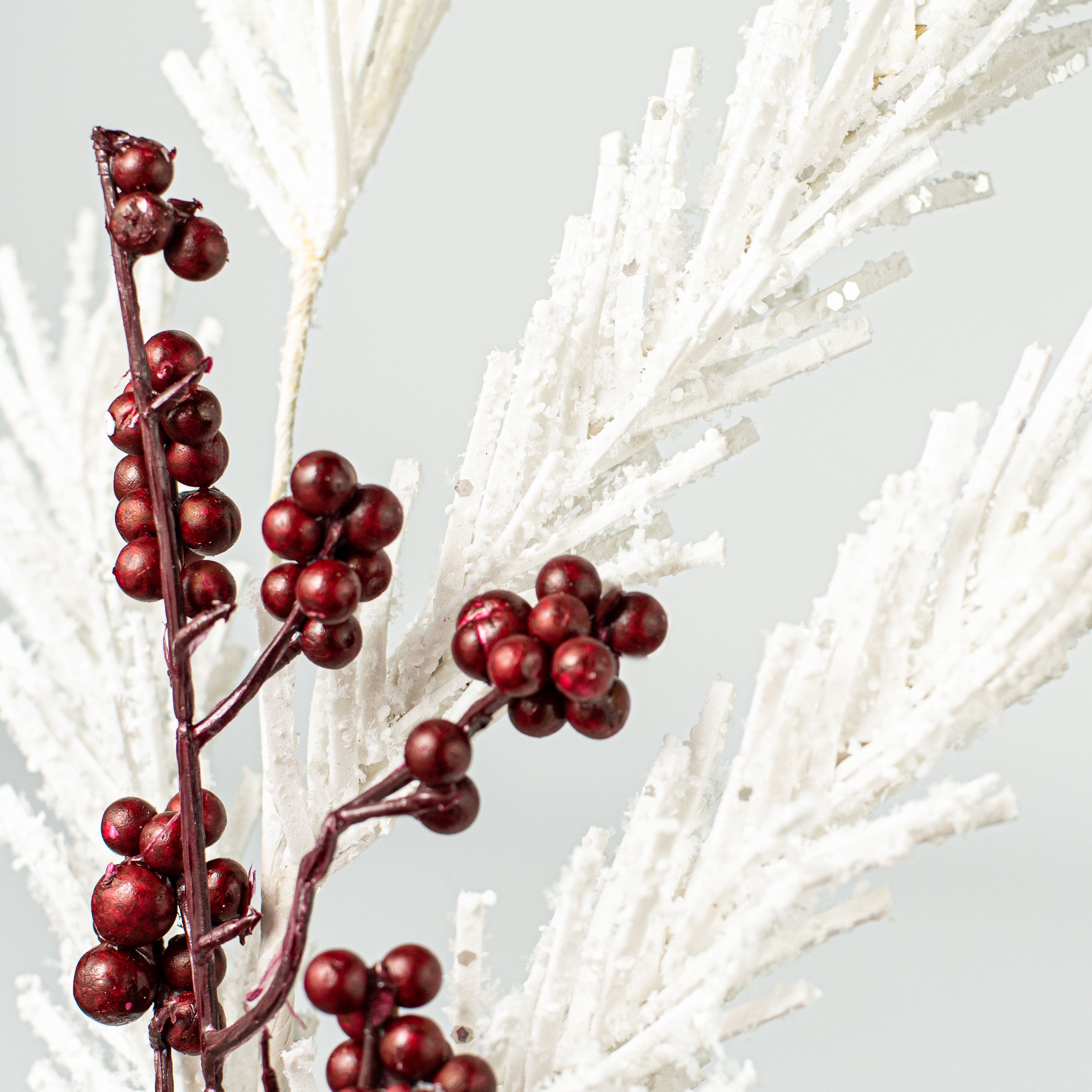 28" White Foam Pine & Ilex Berry Spray Lifestyle Photo
