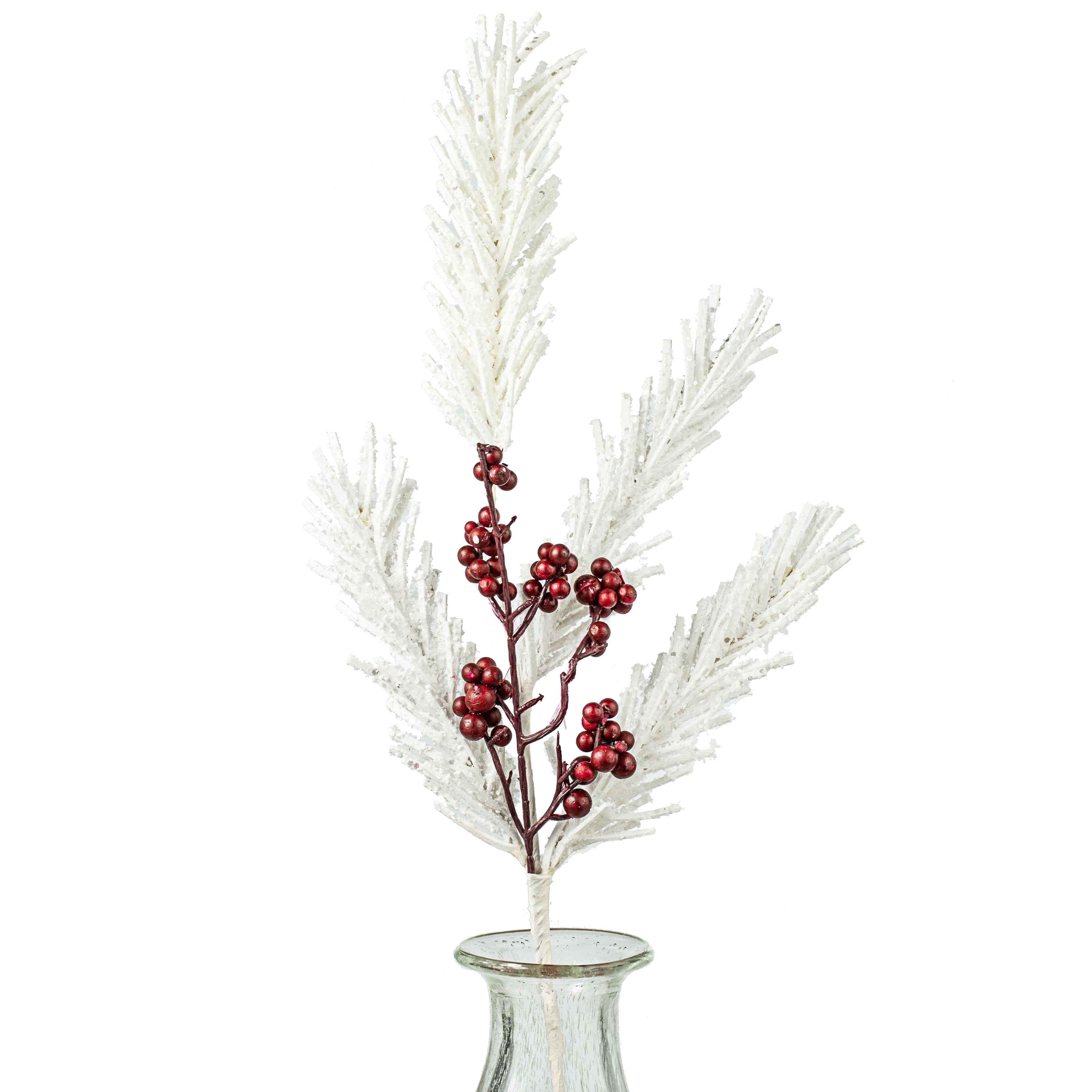 28" White Foam Pine & Ilex Berry Spray Item Number: ISB73213