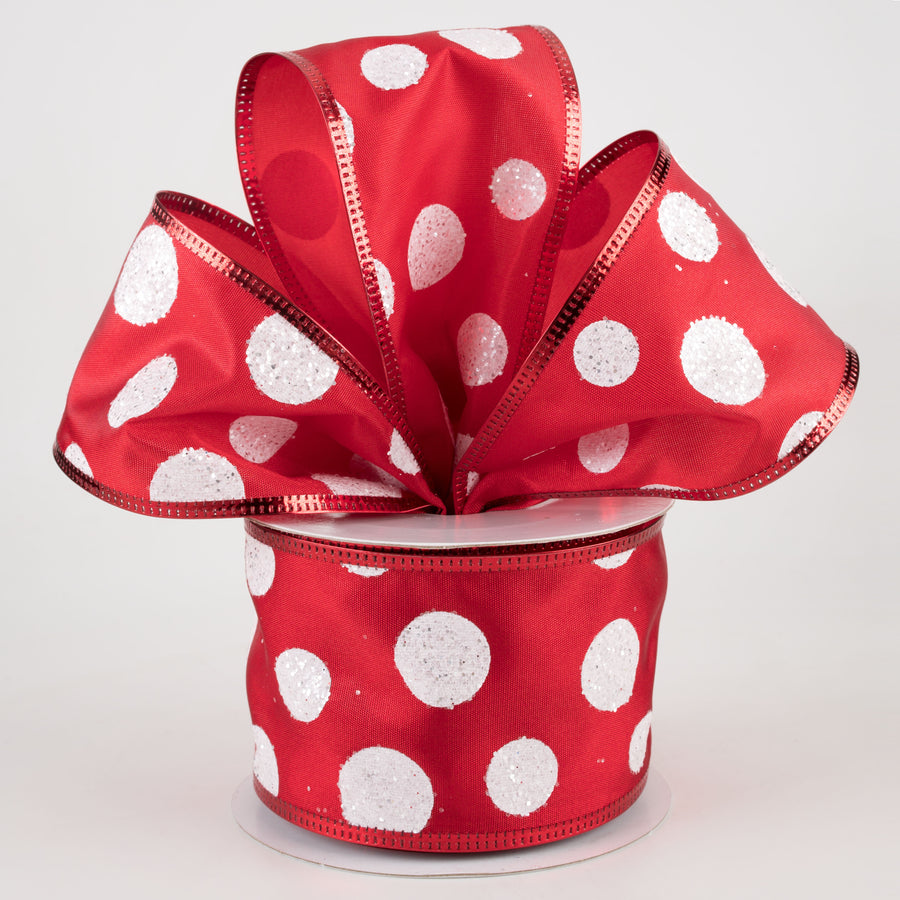 2.5" White Glitter Big Dot Satin Ribbon: Red (10 Yards) Lifestyle Photo