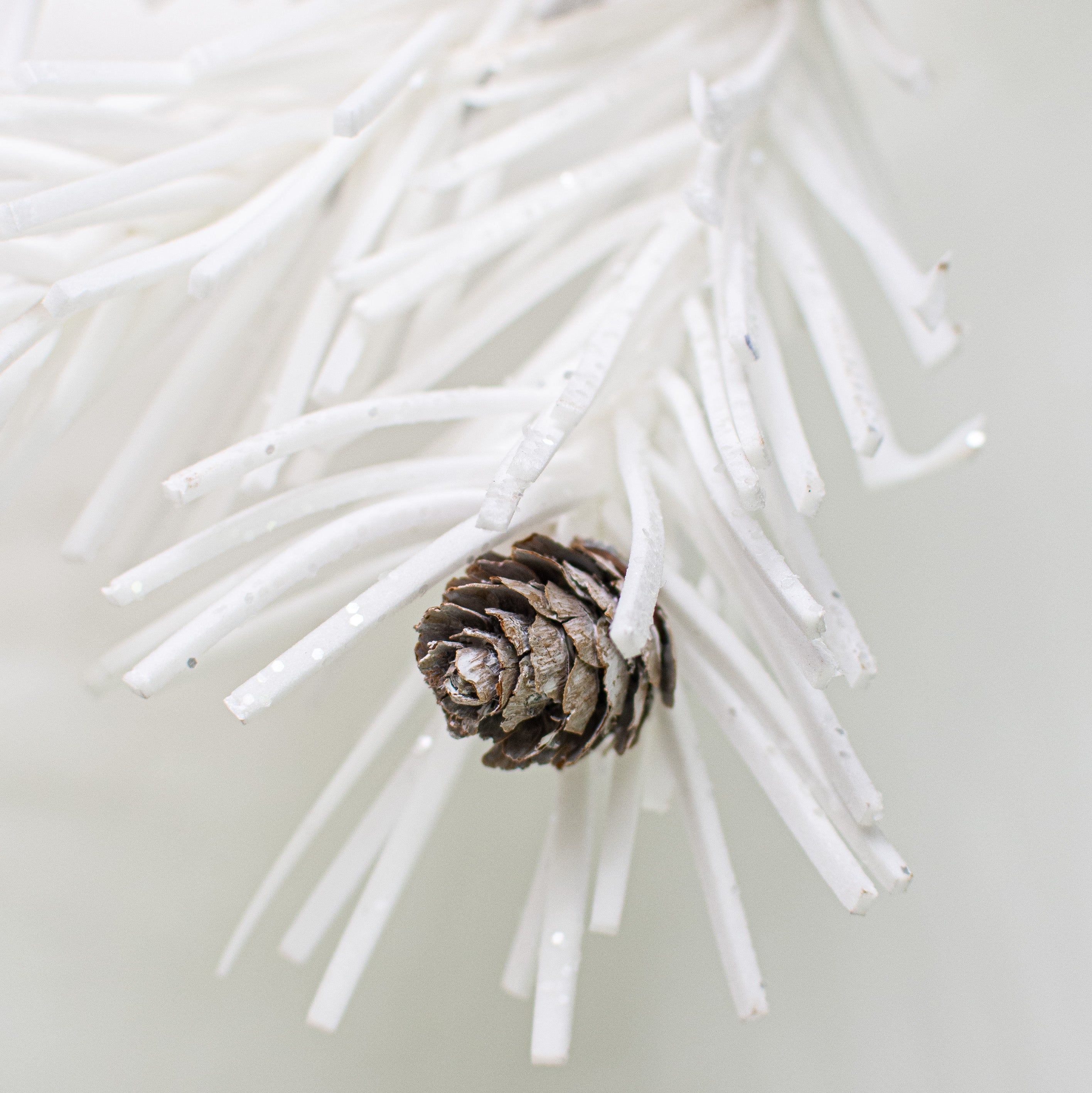 4' White Glitter Foam Pine with Pinecones Garland detail photo 3