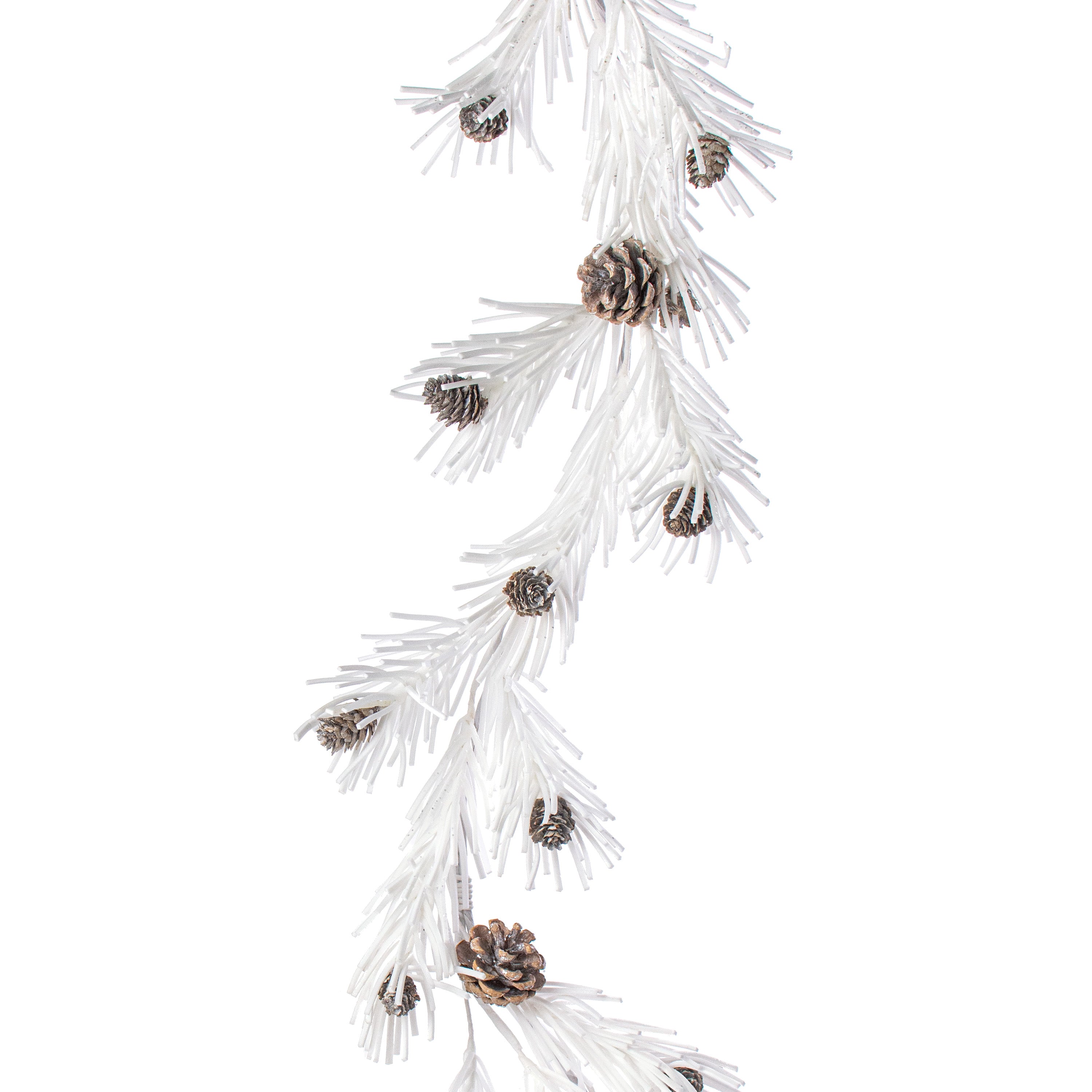 4' White Glitter Foam Pine with Pinecones Garland Item Number: 30721