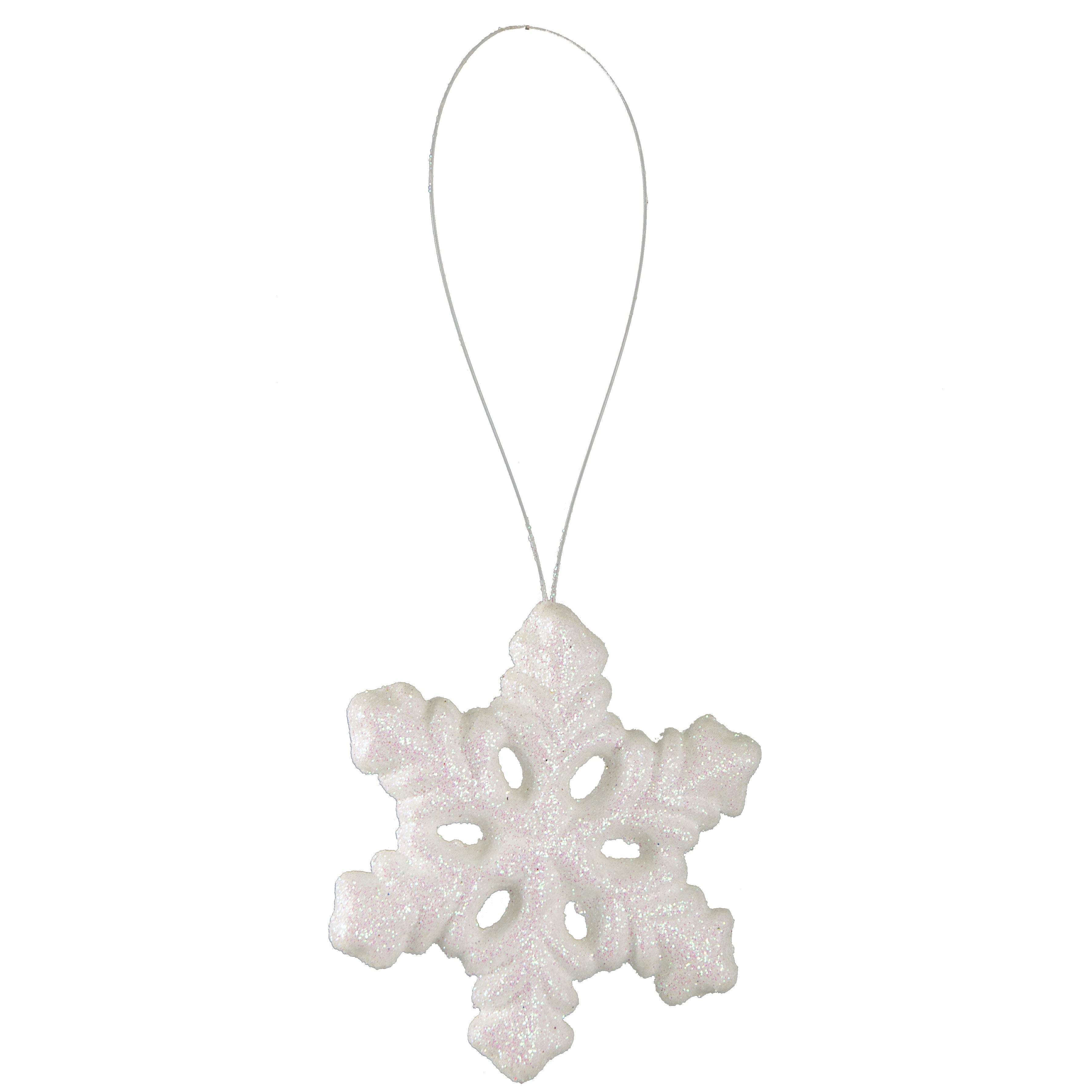 5" White Glitter Snowflakes (Set of 12): Iridescent White detail photo 3