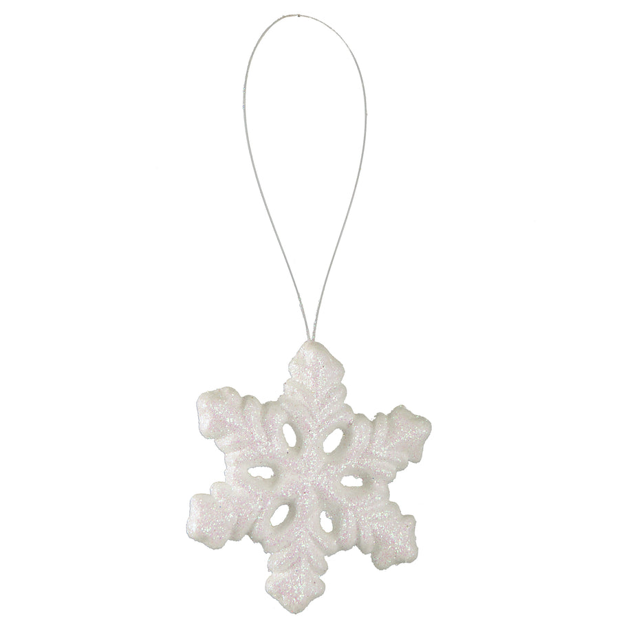 5" White Glitter Snowflakes (Set of 12): Iridescent White detail photo 3