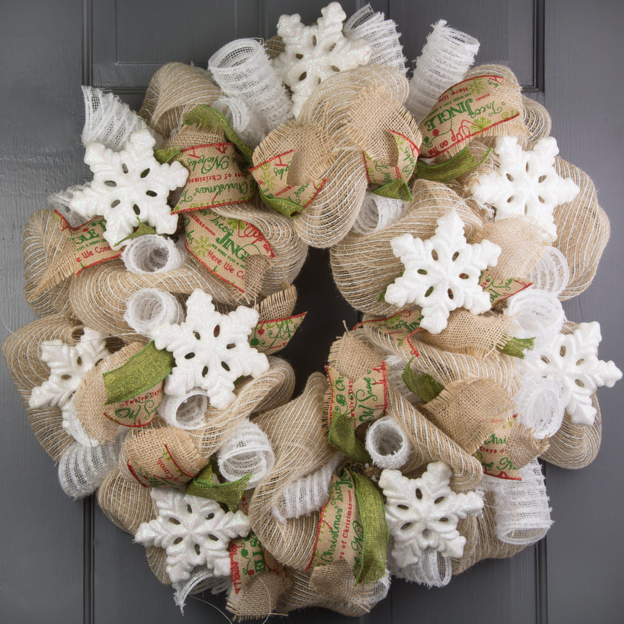 5" White Glitter Snowflakes (Set of 12): Iridescent White detail photo 4