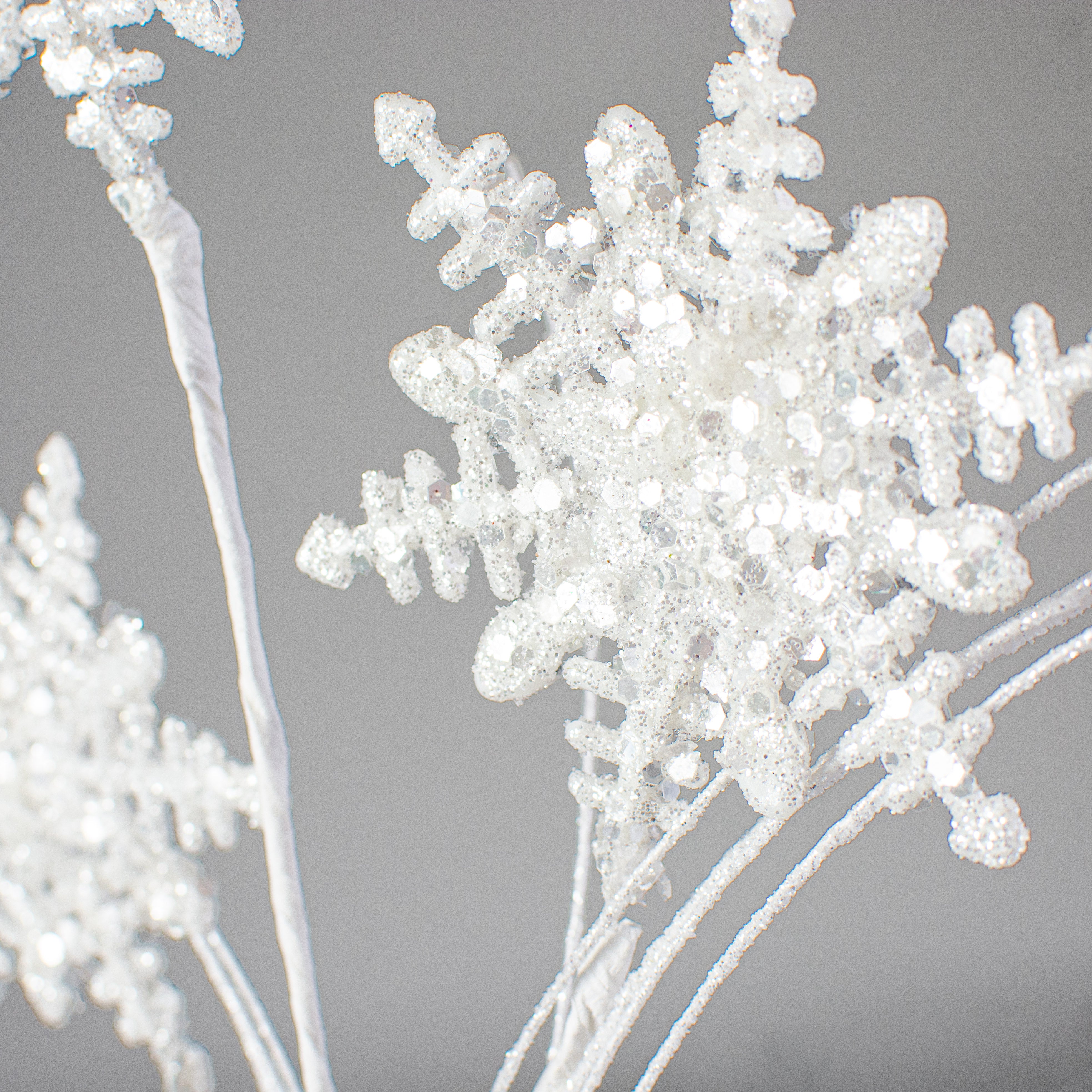 29" White Glittered Snowflake Spray Lifestyle Photo