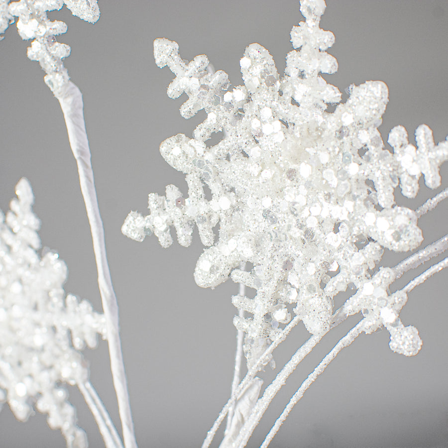 29" White Glittered Snowflake Spray Lifestyle Photo