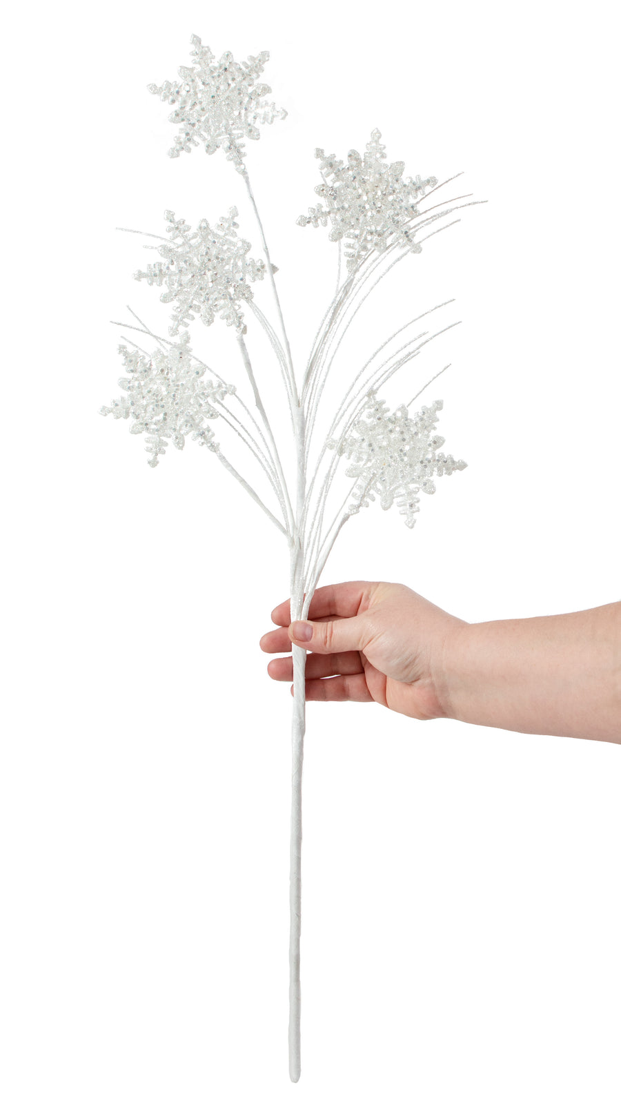 29" White Glittered Snowflake Spray detail photo 3