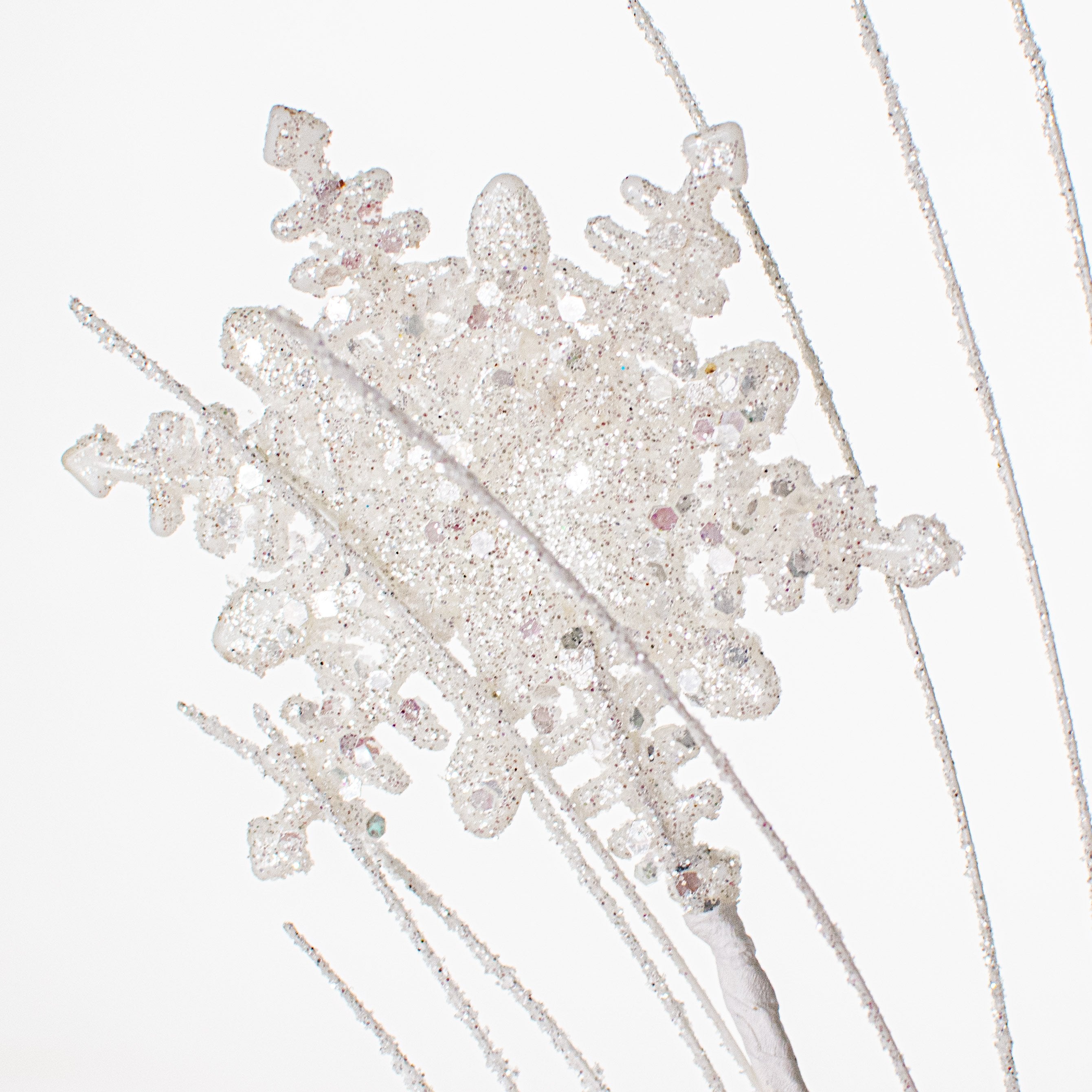 29" White Iridescent Glitter Snowflake Spray detail photo 3