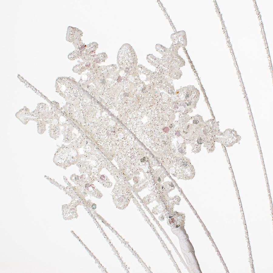 29" White Iridescent Glitter Snowflake Spray detail photo 3