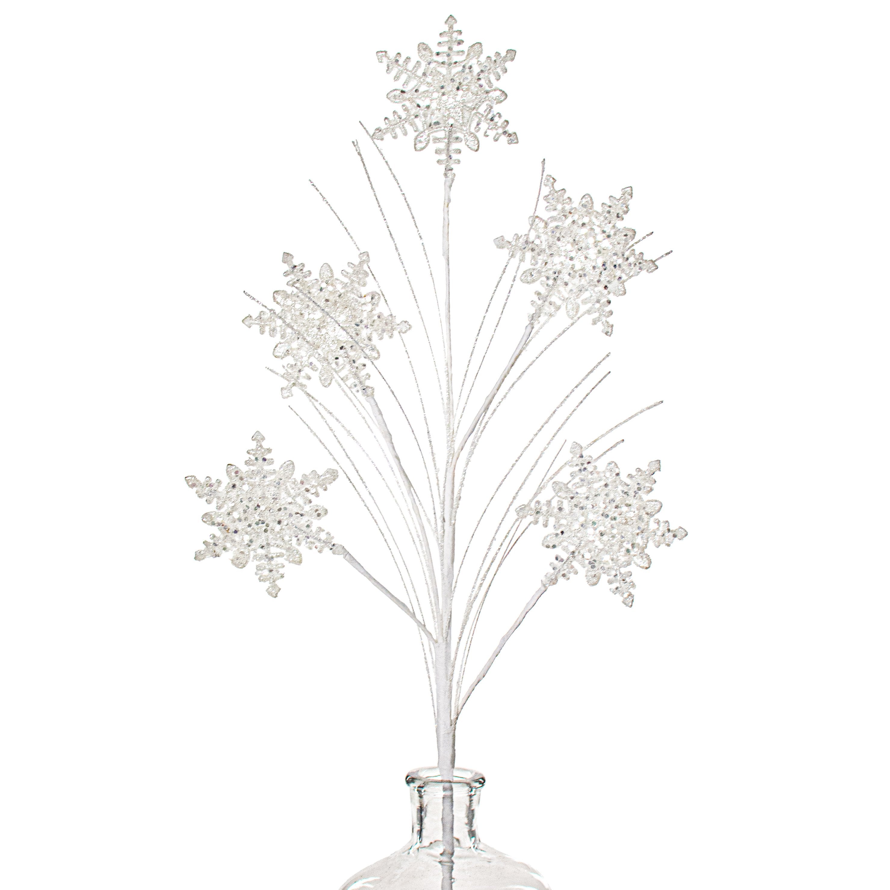 29" White Iridescent Glitter Snowflake Spray Item Number: 82049WT