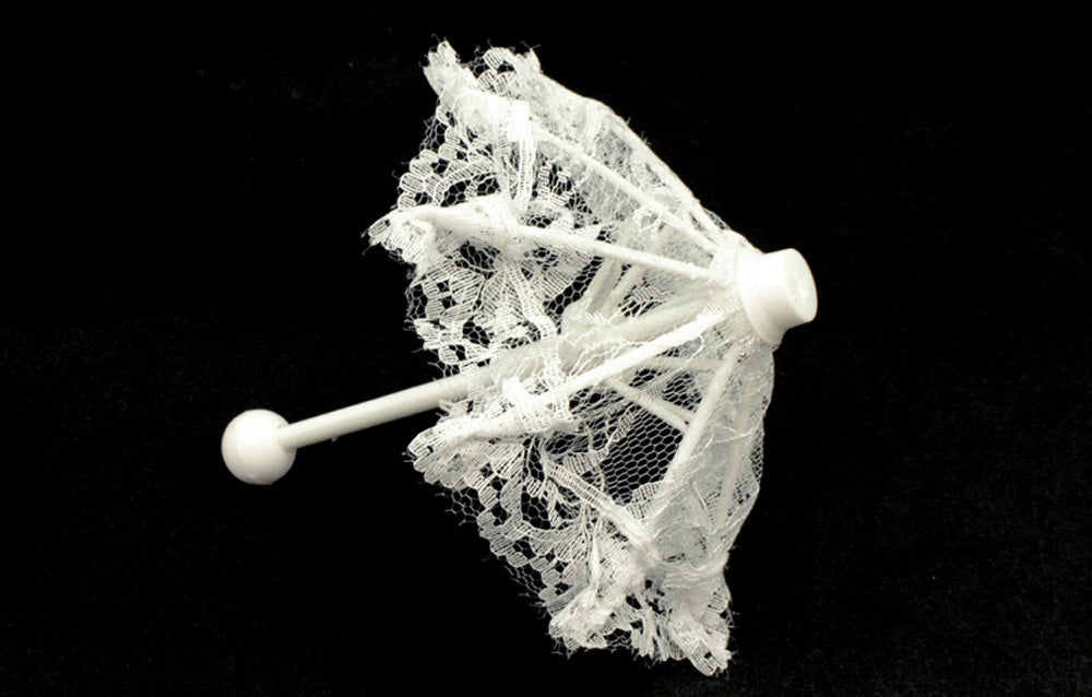 6" White Lace Parasol detail photo 4