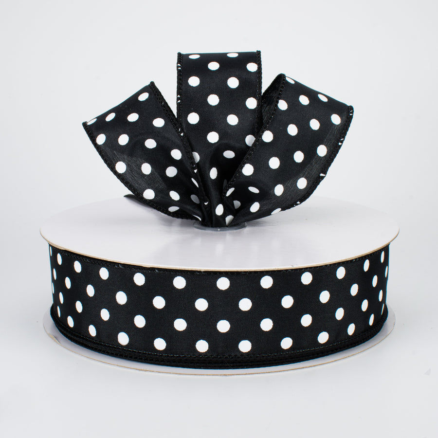 1.5" White Polka Dot Ribbon: Black (50 Yards) Lifestyle Photo