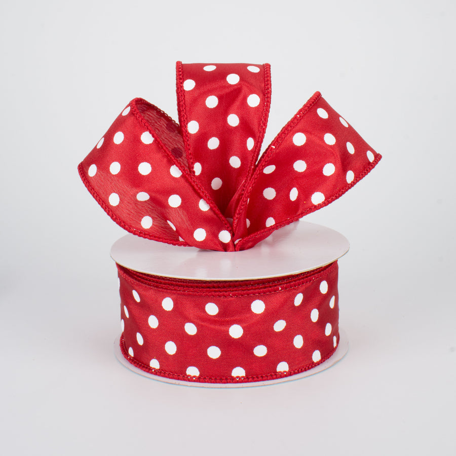 1.5" White Polka Dot Ribbon: Crimson Red (10 Yards) Lifestyle Photo