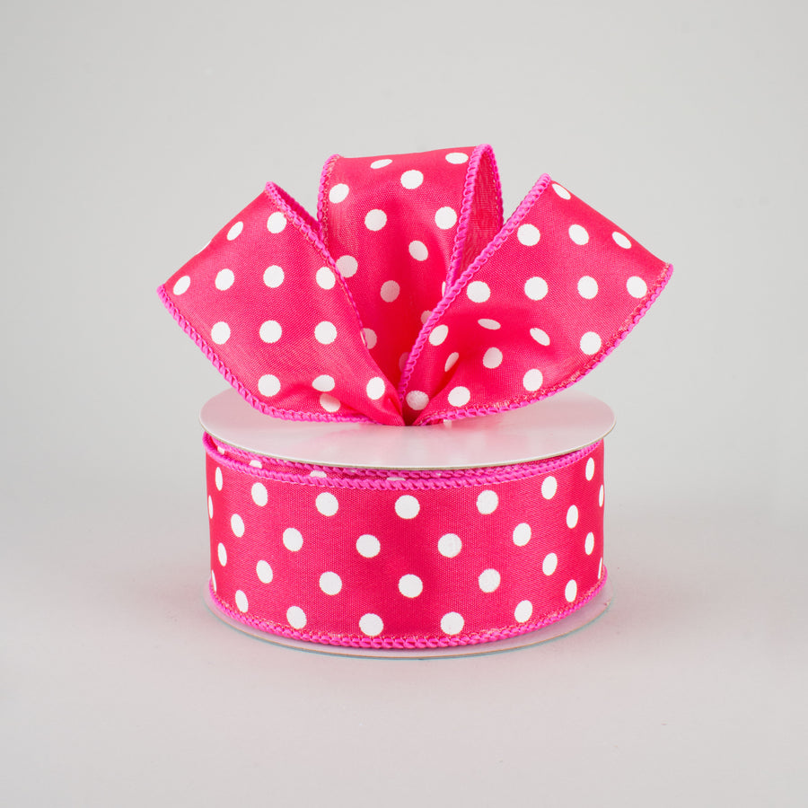 1.5" White Polka Dot Ribbon: Hot Pink (10 Yards) Lifestyle Photo