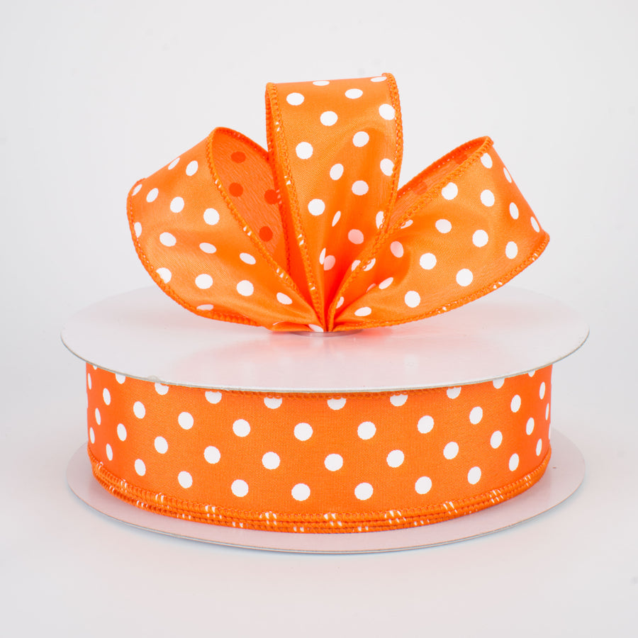 1.5" White Polka Dot Ribbon: Orange (50 Yards) Lifestyle Photo