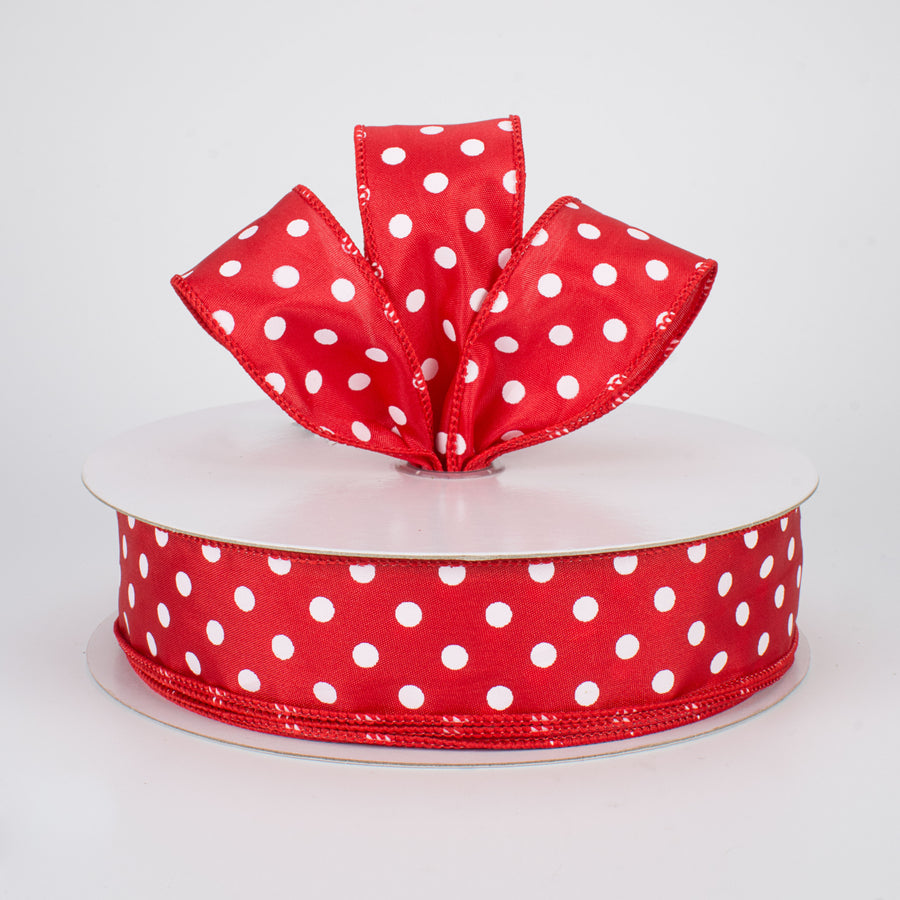 1.5" White Polka Dot Ribbon: Red (50 Yards) Lifestyle Photo