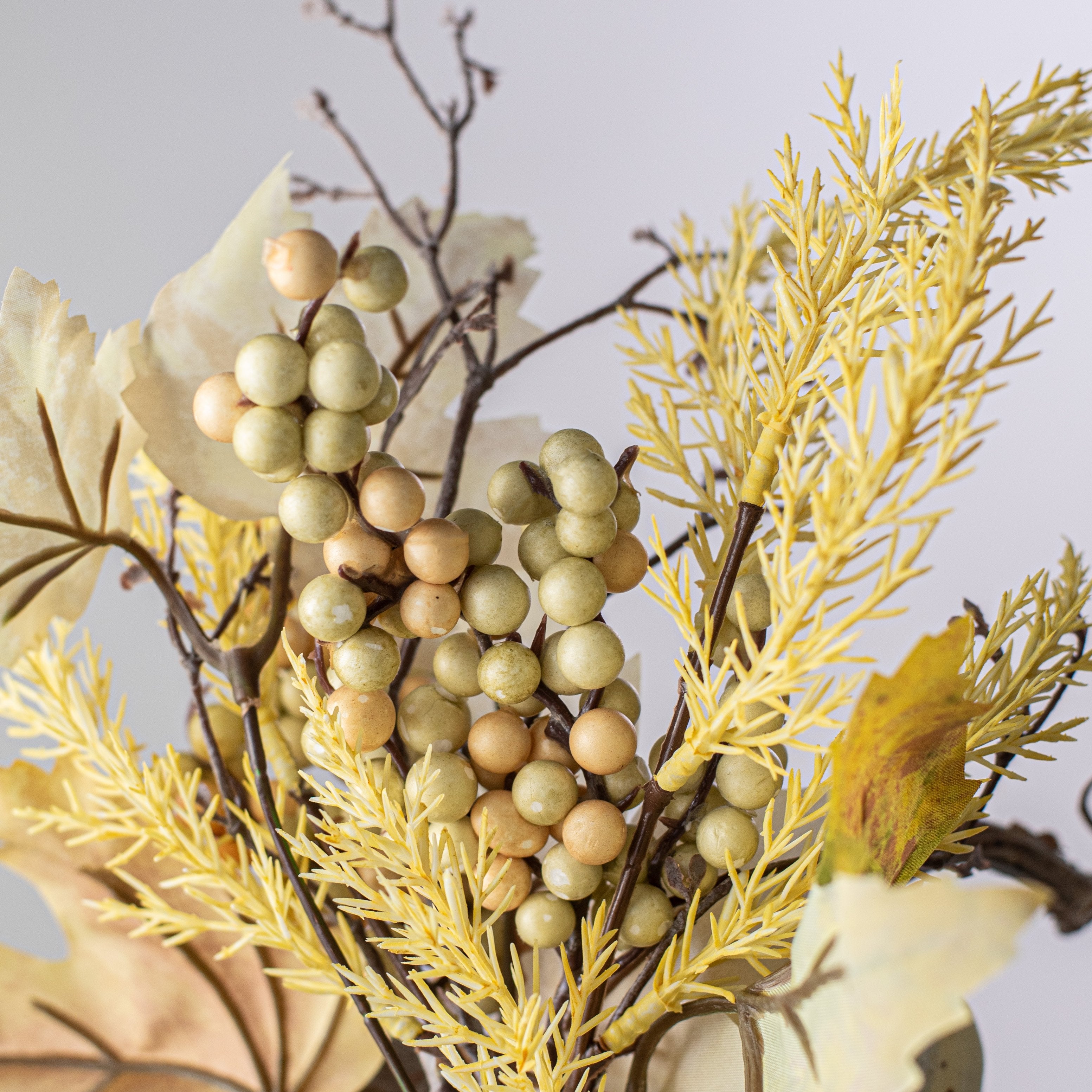 15" White Pumpkin, Berries and Fall Leaves Pick detail photo 5