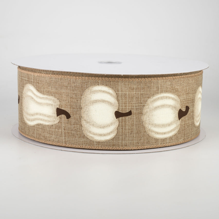 2.5" White Pumpkin Ribbon: Natural (50 Yards)