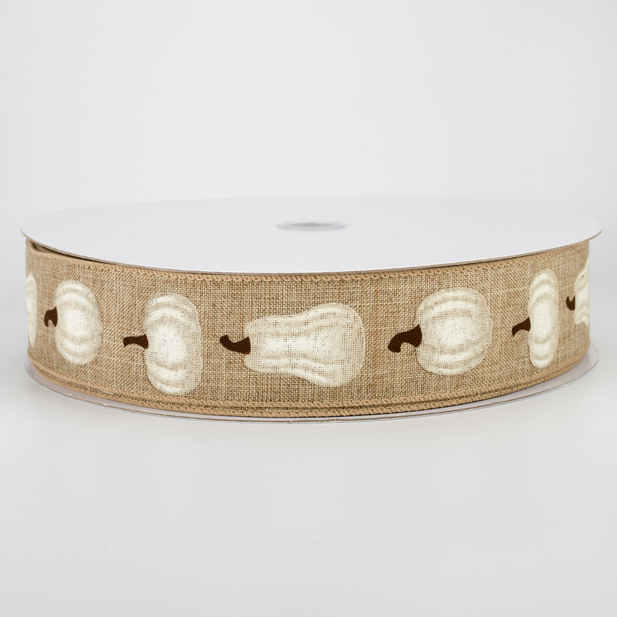 1.5" White Pumpkin Ribbon: Natural (50 Yards)