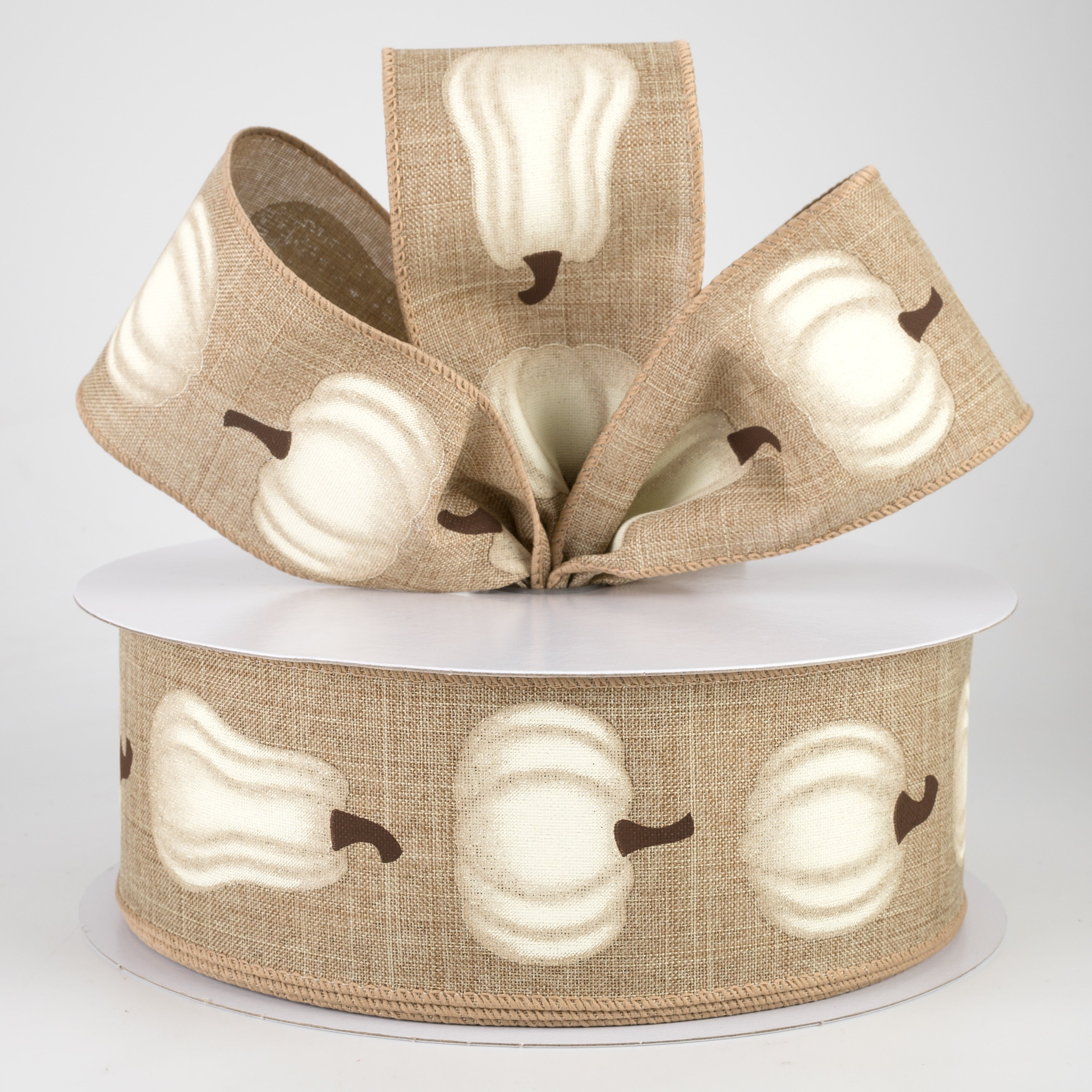 2.5" White Pumpkin Ribbon: Natural (50 Yards) Lifestyle Photo