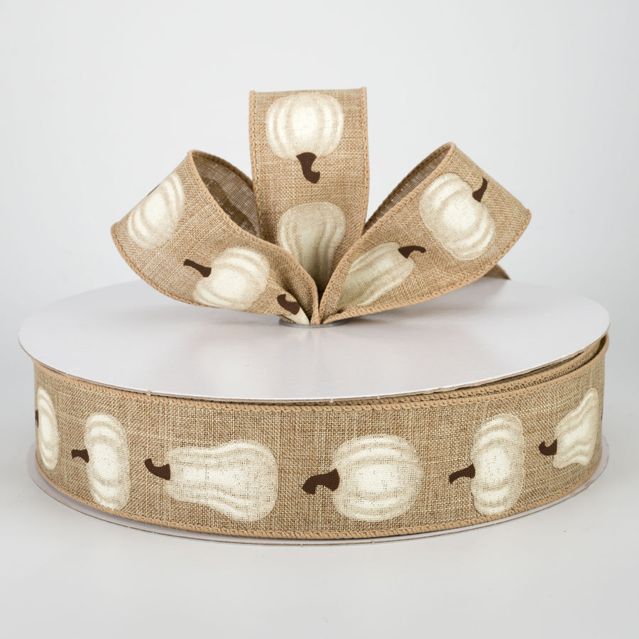 1.5" White Pumpkin Ribbon: Natural (50 Yards) Lifestyle Photo