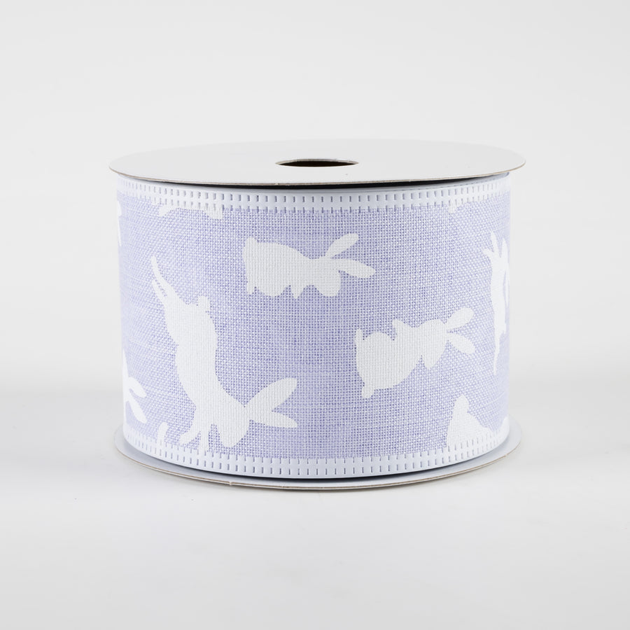 2.5" White Rabbits Linen Ribbon: Lavender (10 Yards) Item Number: 35316-40-30