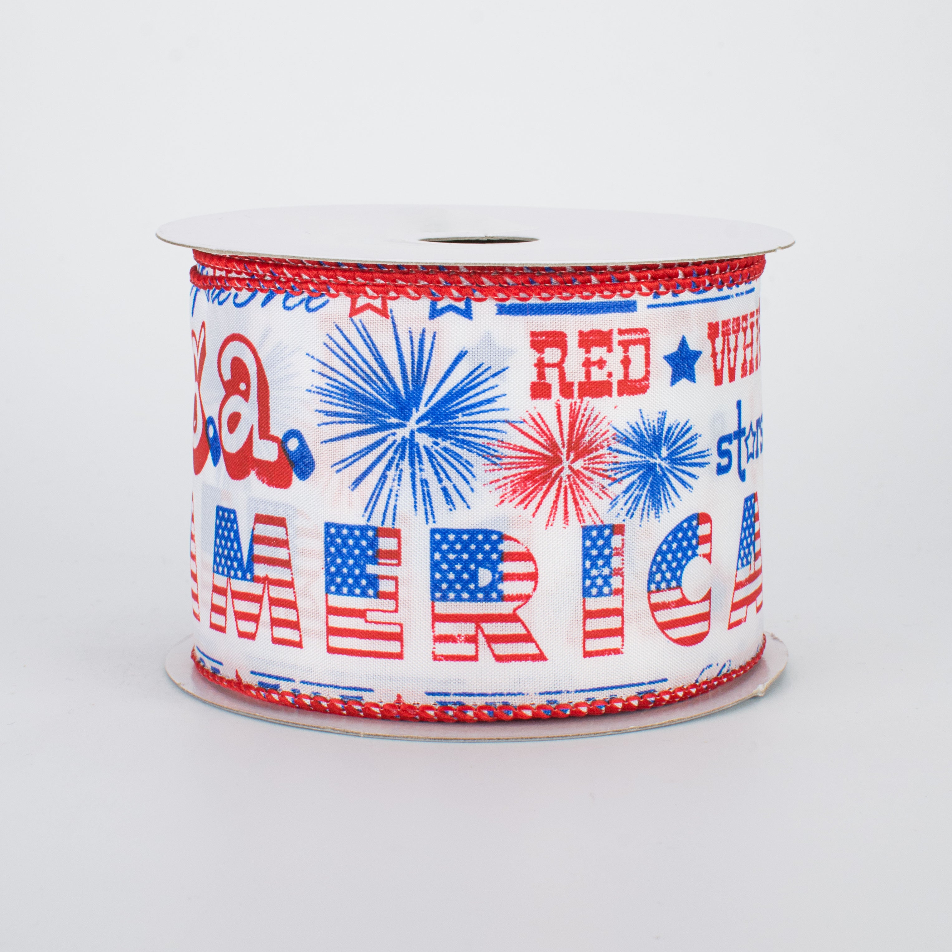 2.5" White Satin America USA Ribbon (10 Yards)