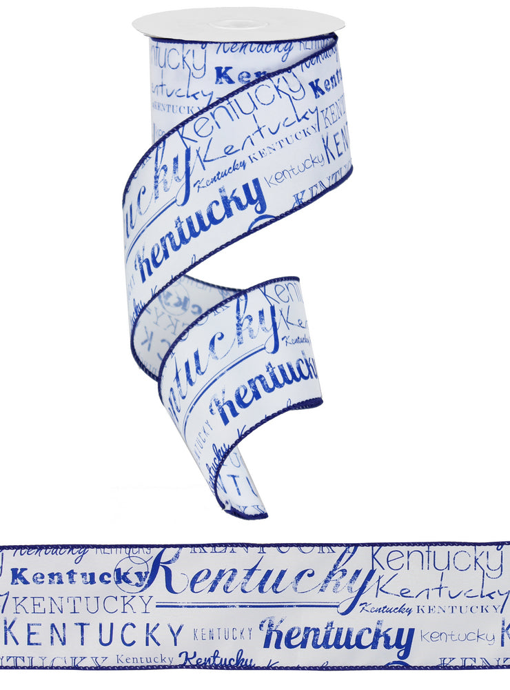 2.5" White Satin Kentucky Print Ribbon (10 Yards) detail photo 3