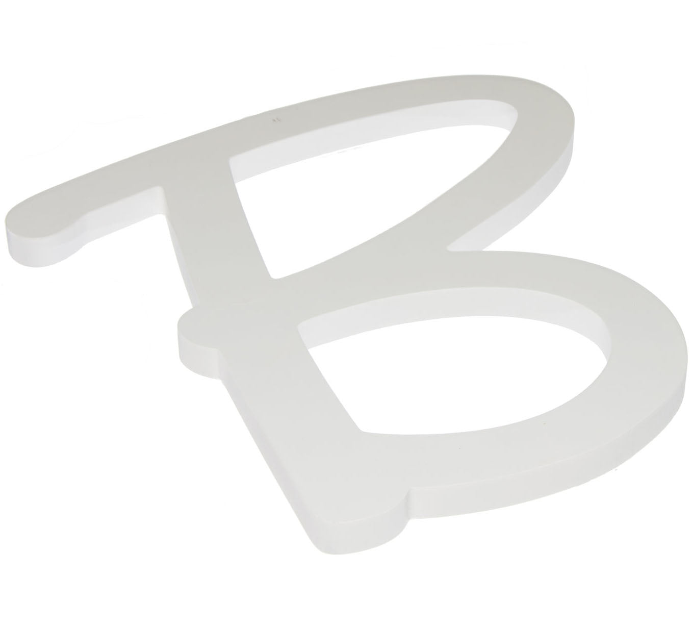 9" White Wood Script Letter: B Lifestyle Photo