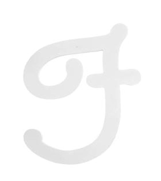 9" White Wood Script Letter: F Item Number: U9188-F