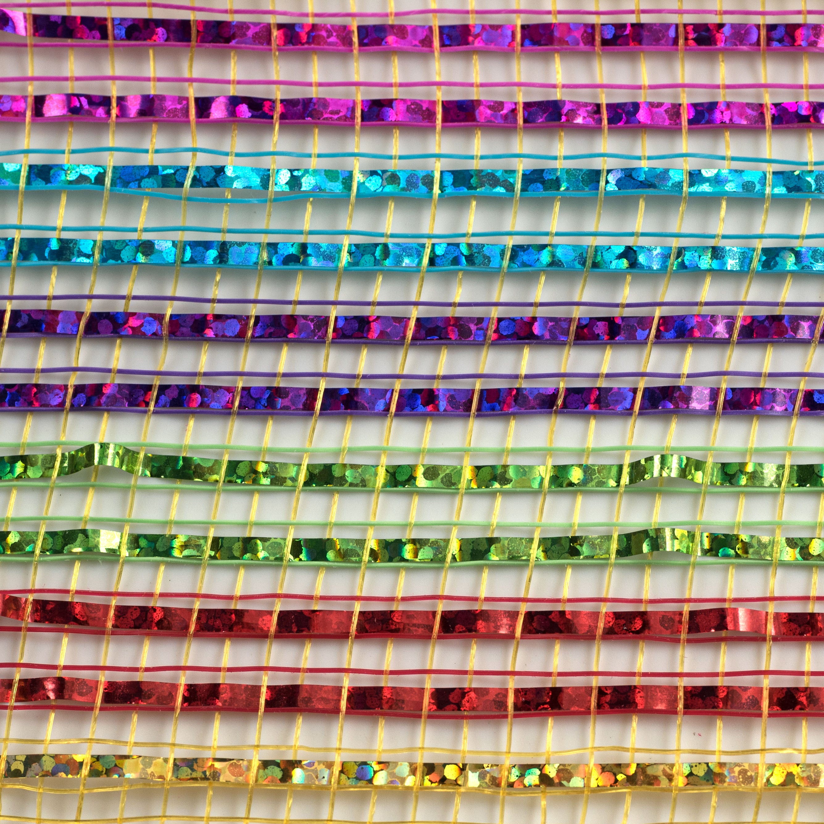 10" Wide Foil Stripes Poly Deco Mesh: Bright Multi  (10 Yards) detail photo 3