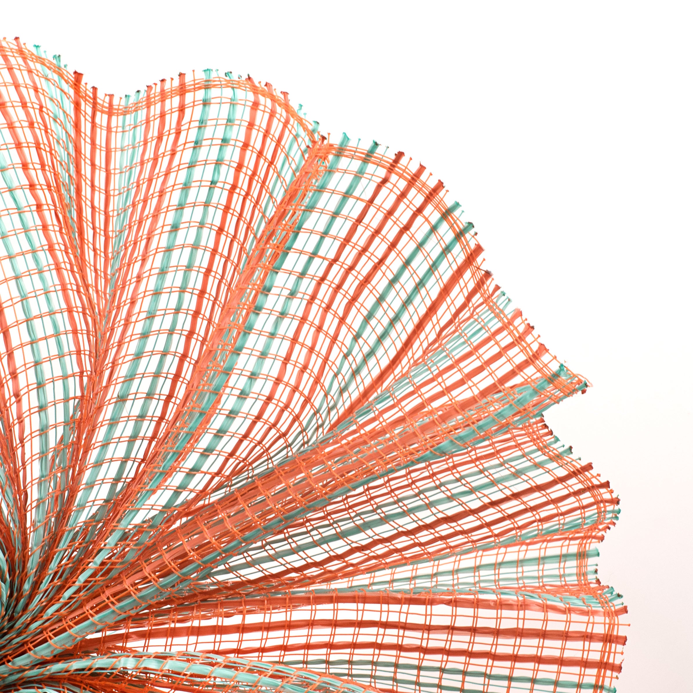 10" Wide Strip Mesh: Dark Orange & Light Teal Lifestyle Photo