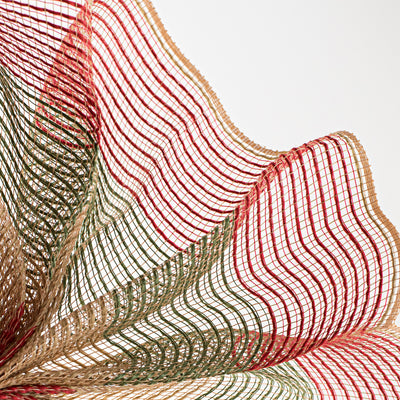 10" Wide Stripe Fabric Mesh: Natural, Moss, Red Lifestyle Photo