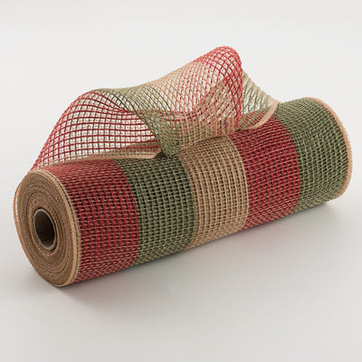 10" Wide Stripe Fabric Mesh: Natural, Moss, Red Item Number: RY8316D3