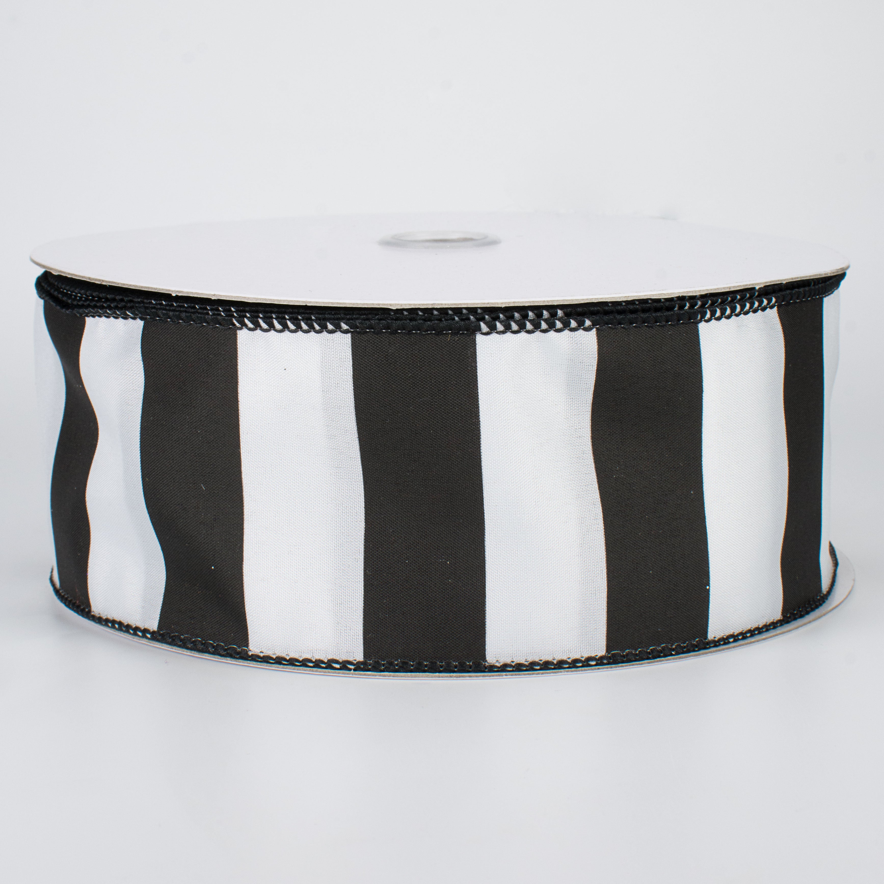 2.5" Wide Stripe Ribbon: Black & White (50 Yards)