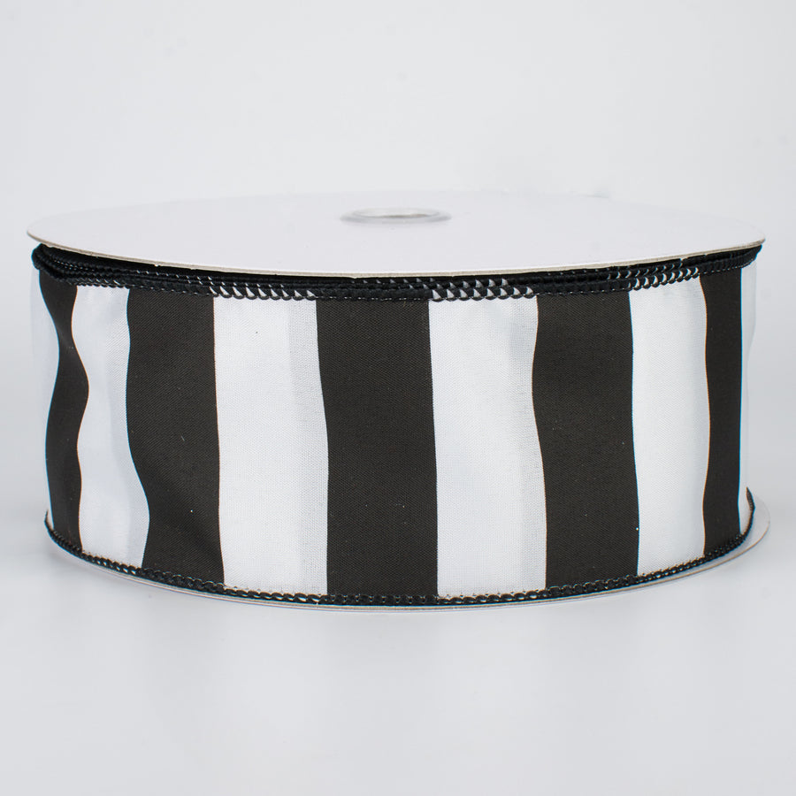 2.5" Wide Stripe Ribbon: Black & White (50 Yards)