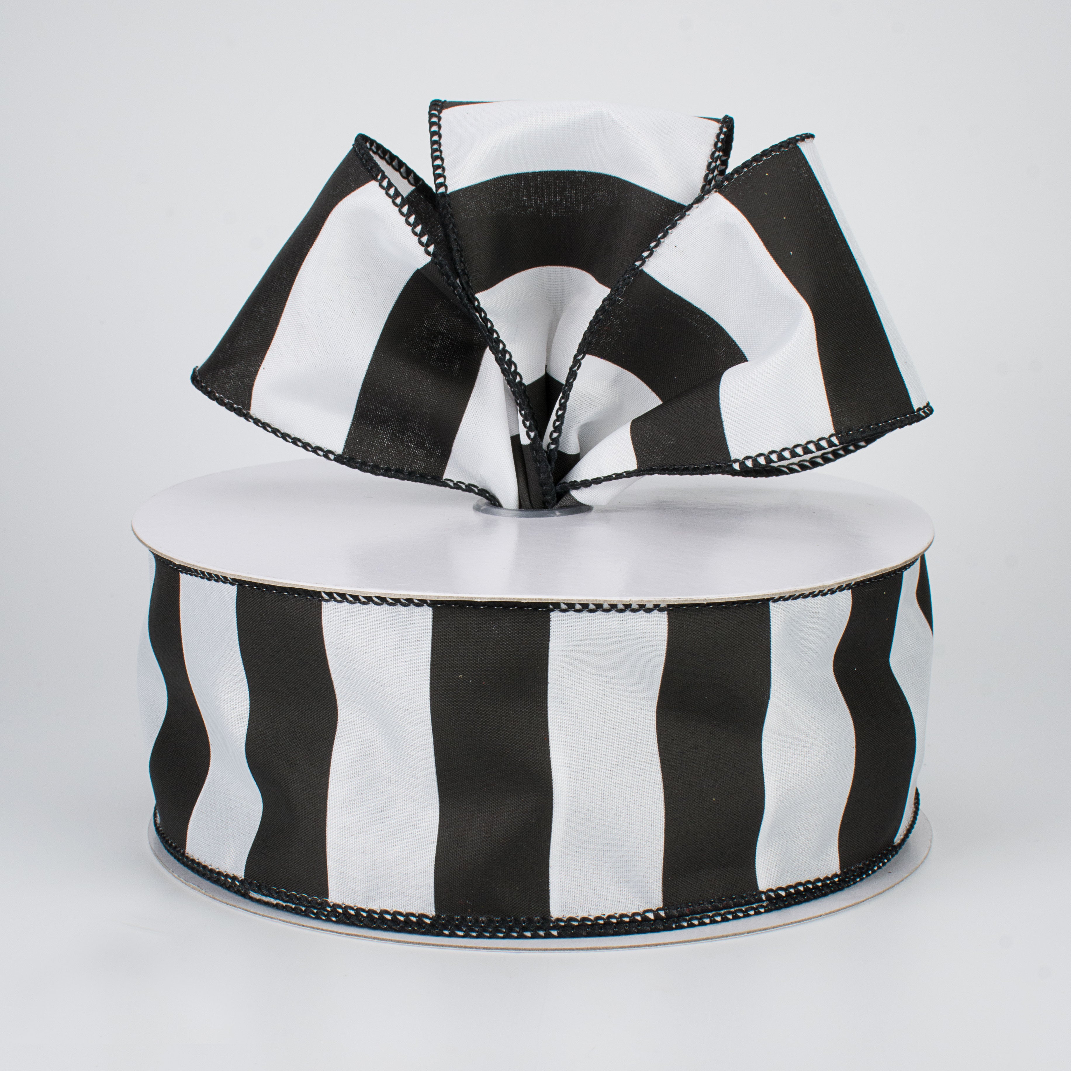 2.5" Wide Stripe Ribbon: Black & White (50 Yards) Lifestyle Photo