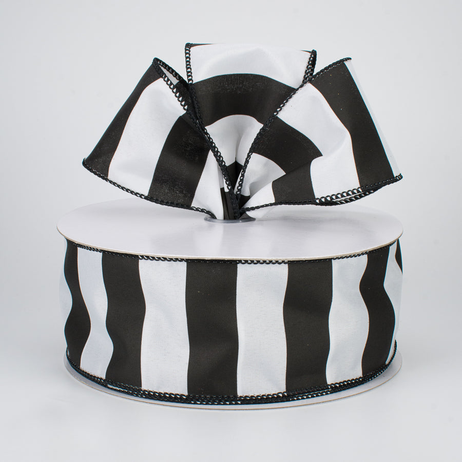 2.5" Wide Stripe Ribbon: Black & White (50 Yards) Lifestyle Photo