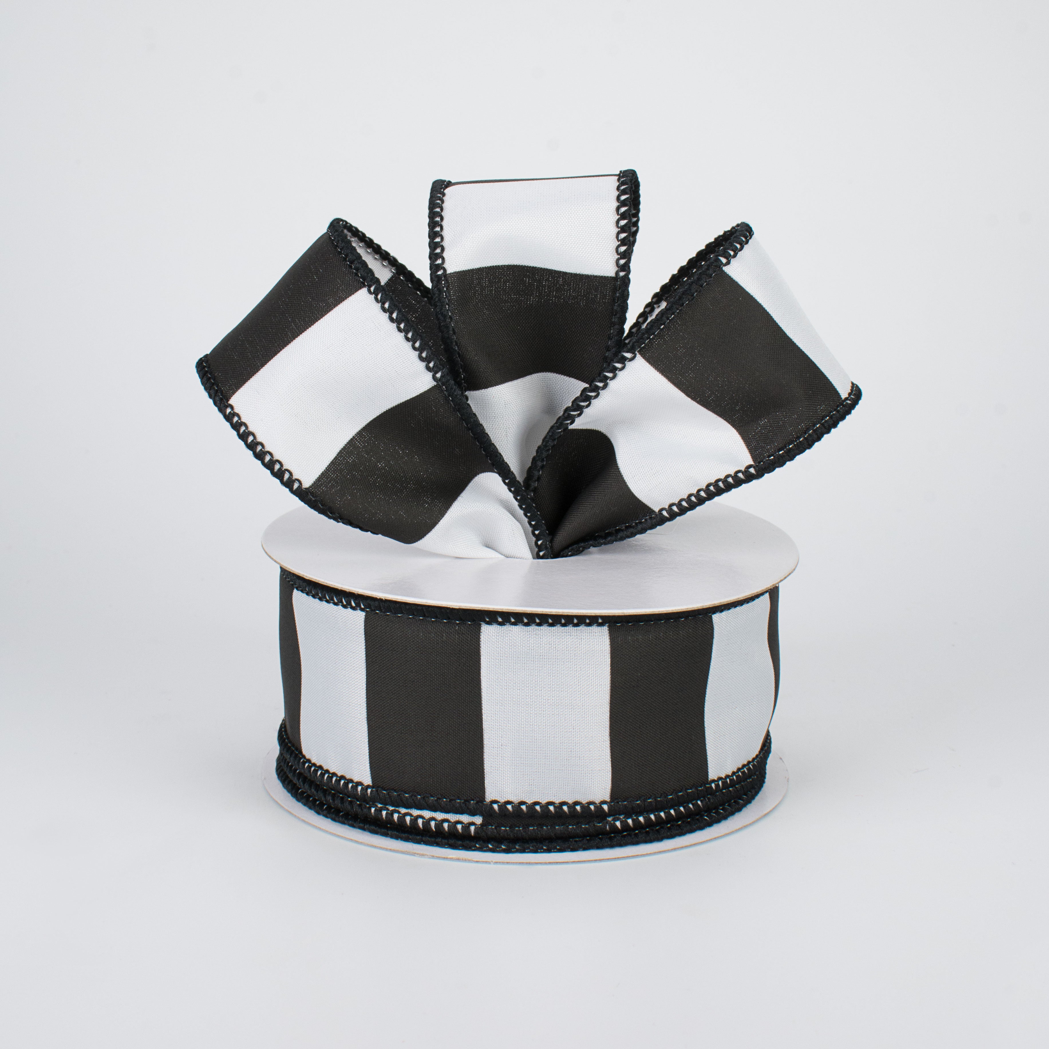 1.5" Wide Stripe Ribbon: Black & White (10 Yards) Lifestyle Photo